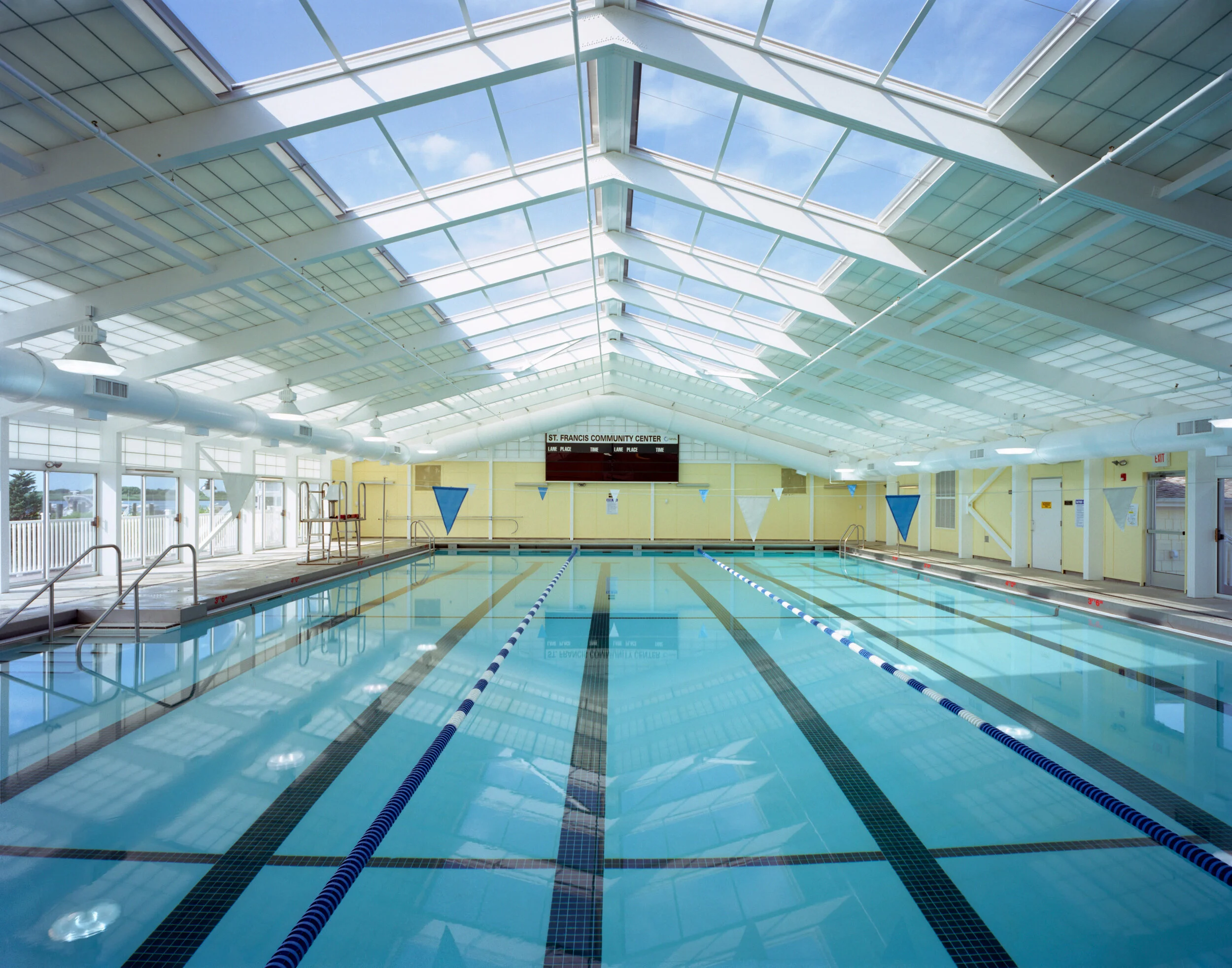 This indoor pool comes complete with sunroof.