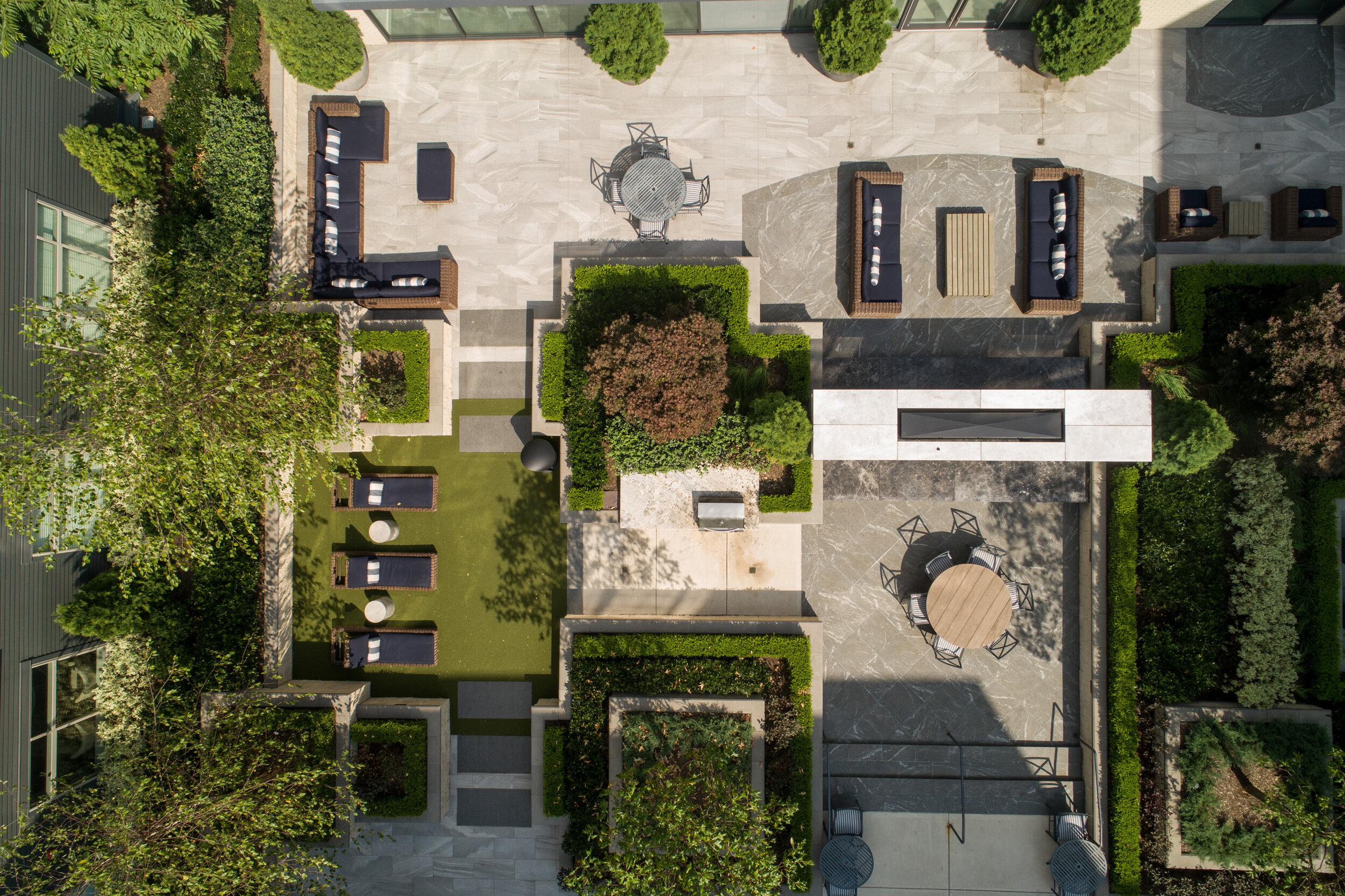 Can’t shoot this with a helicopter. Straight down view of Hanover North Broad’s courtyard.