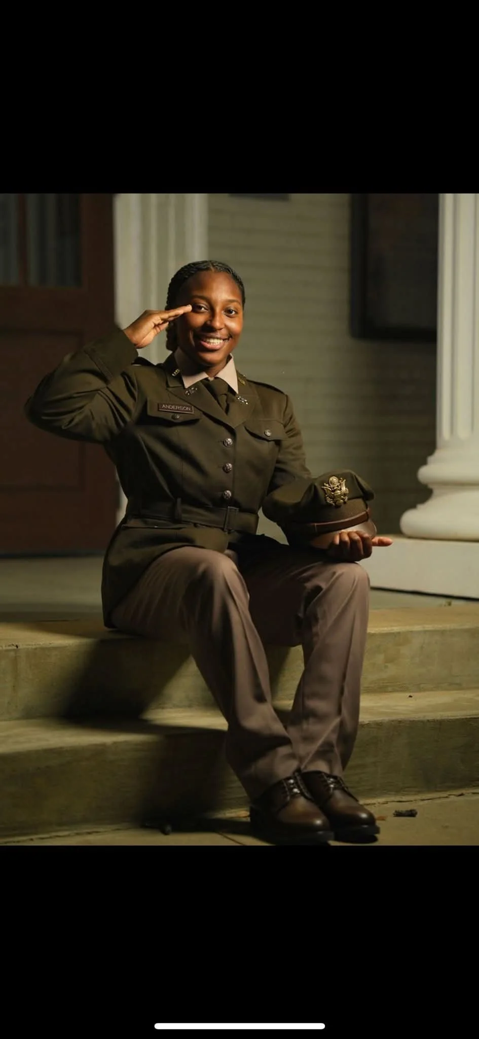 Aniyah, saluting as she signs off at graduation from Florida A&M, serving her country proudly after her career in the ROTC!  Congratulations and thanks for your service, Aniyah!