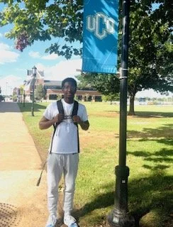 Fish for Life Scholar Jayden, heading to class his freshman year at the University of Central Oklahoma in Edmund.