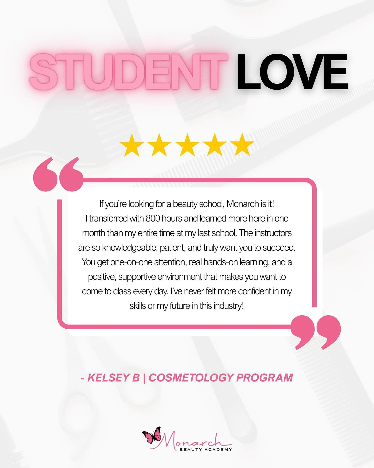 Another Monarch grad spreading love!

Words like these remind us why we do what we do. We truly are a family where you can transform, create, and flourish. 🦋

📍Visit our Valencia campus today
🔗www.monarchbeautyacademy.com for program info
📞To sch