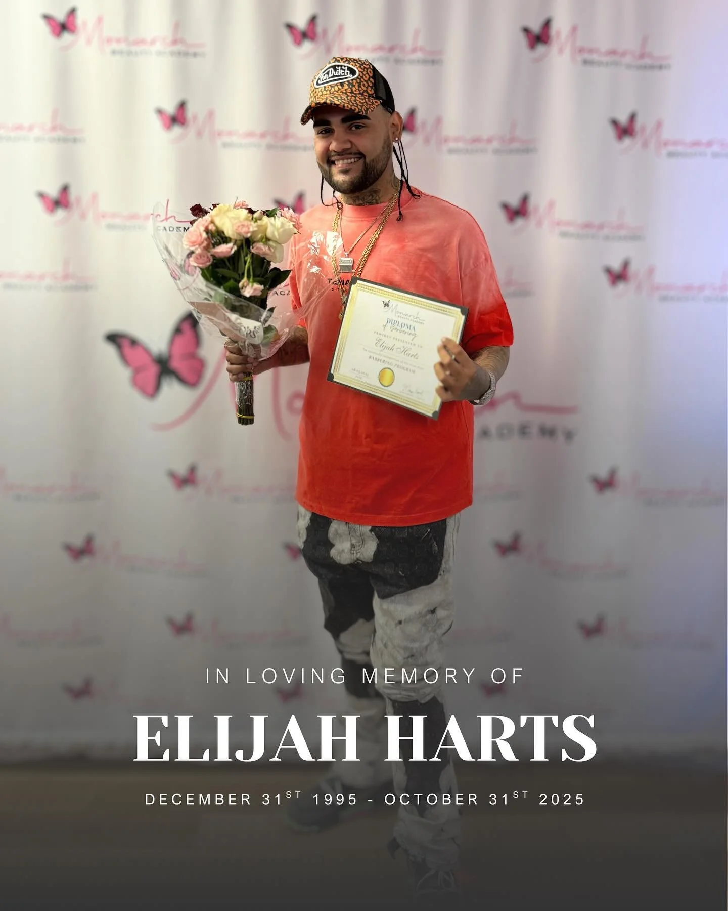 We&rsquo;re deeply saddened to announce that our former student, Elijah Harts, tragically lost his life last night. He was the first licensed barber to graduate from Monarch Beauty Academy, making history here in Santa Clarita.

Eli&rsquo;s passion, 