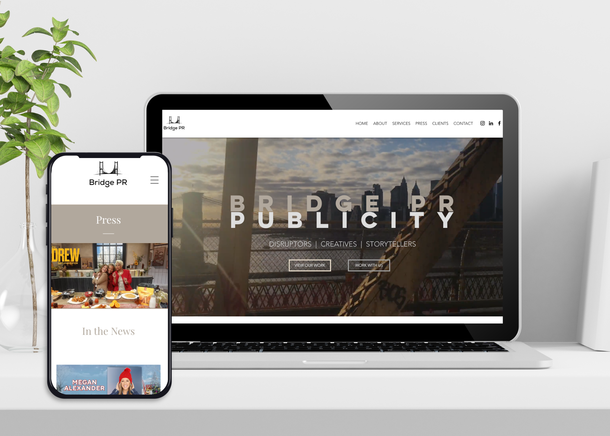 BRIDGE PR website homepage