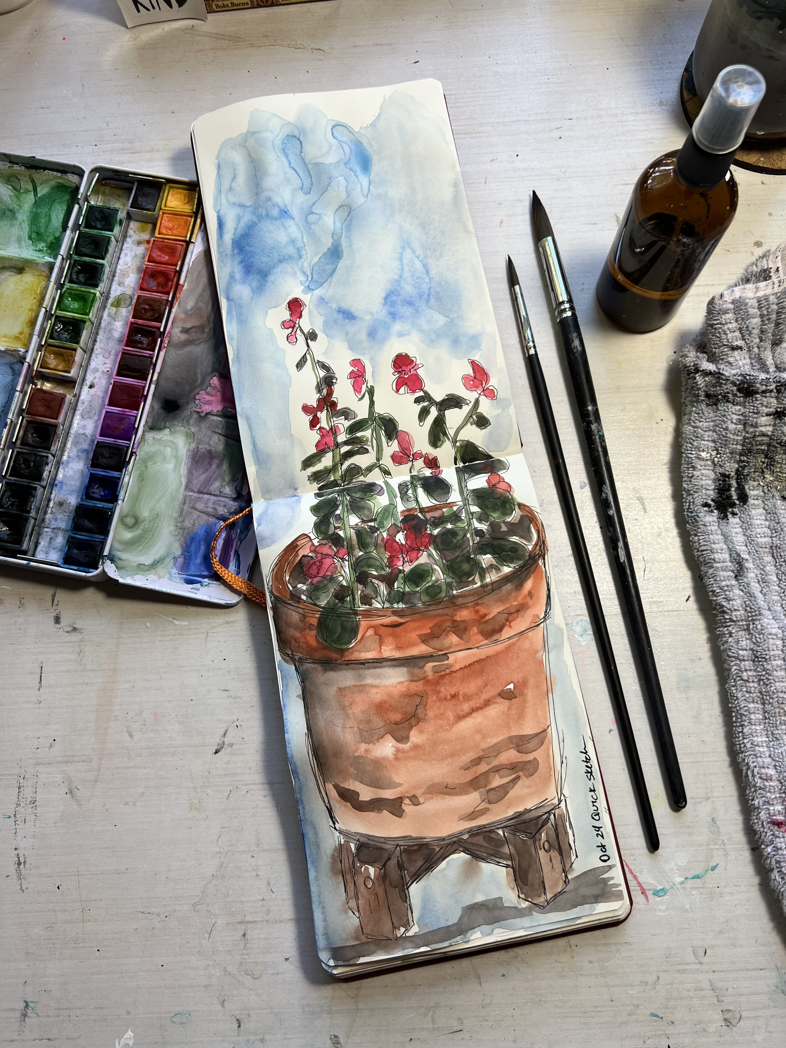 ink and watercolor drawings