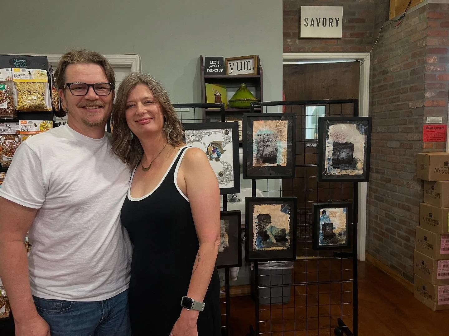 What a fun night!!! Thanks again to @savoryspicefranklin for hosting me during the stormy @artcrawlfranklin last week.  Thanks to everyone who came out to see me and my work.  Can&rsquo;t wait to do it again! Special shout out to my dear friend @jenn
