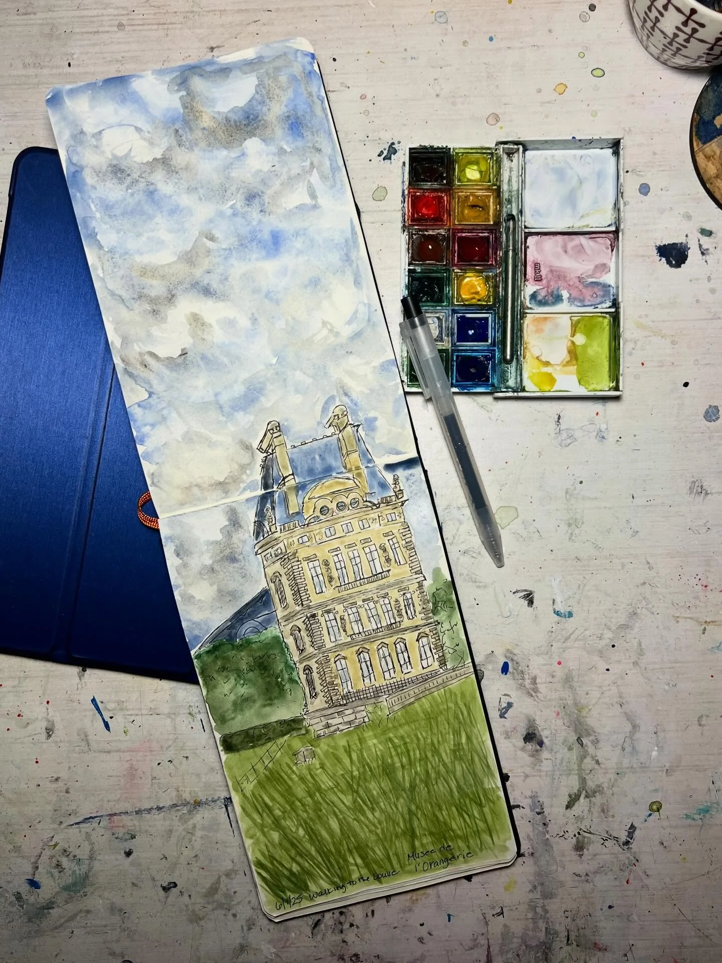 Another reminder that we need to continue to make time for art and the art process. I started this sketch a while back and finally finished the sky. I had fun thinking about our amazing 25th anniversary trip last year - finally made it to Paris with 