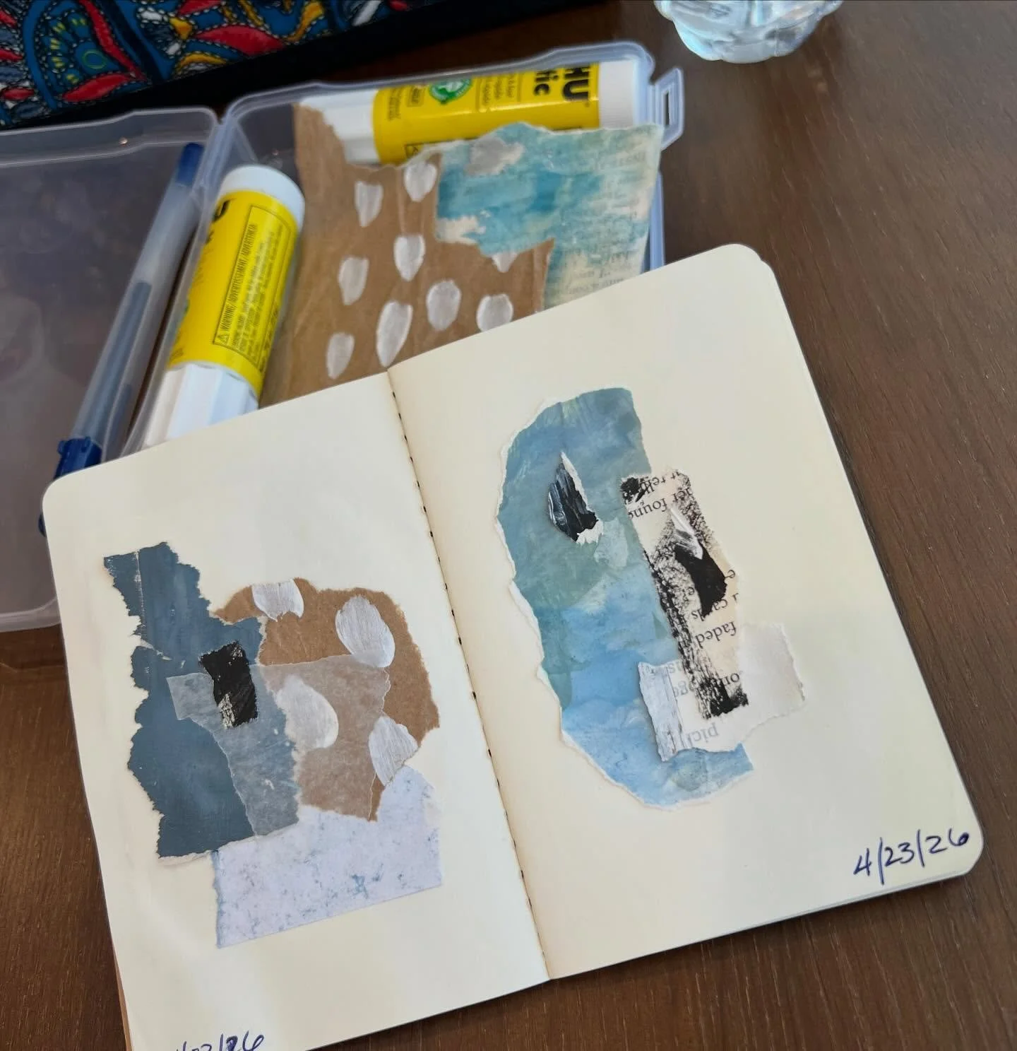 One of the nice things about my small collage journal is that it&rsquo;s portable - so easy to collage on the go! #collageart #michellebukowskiart