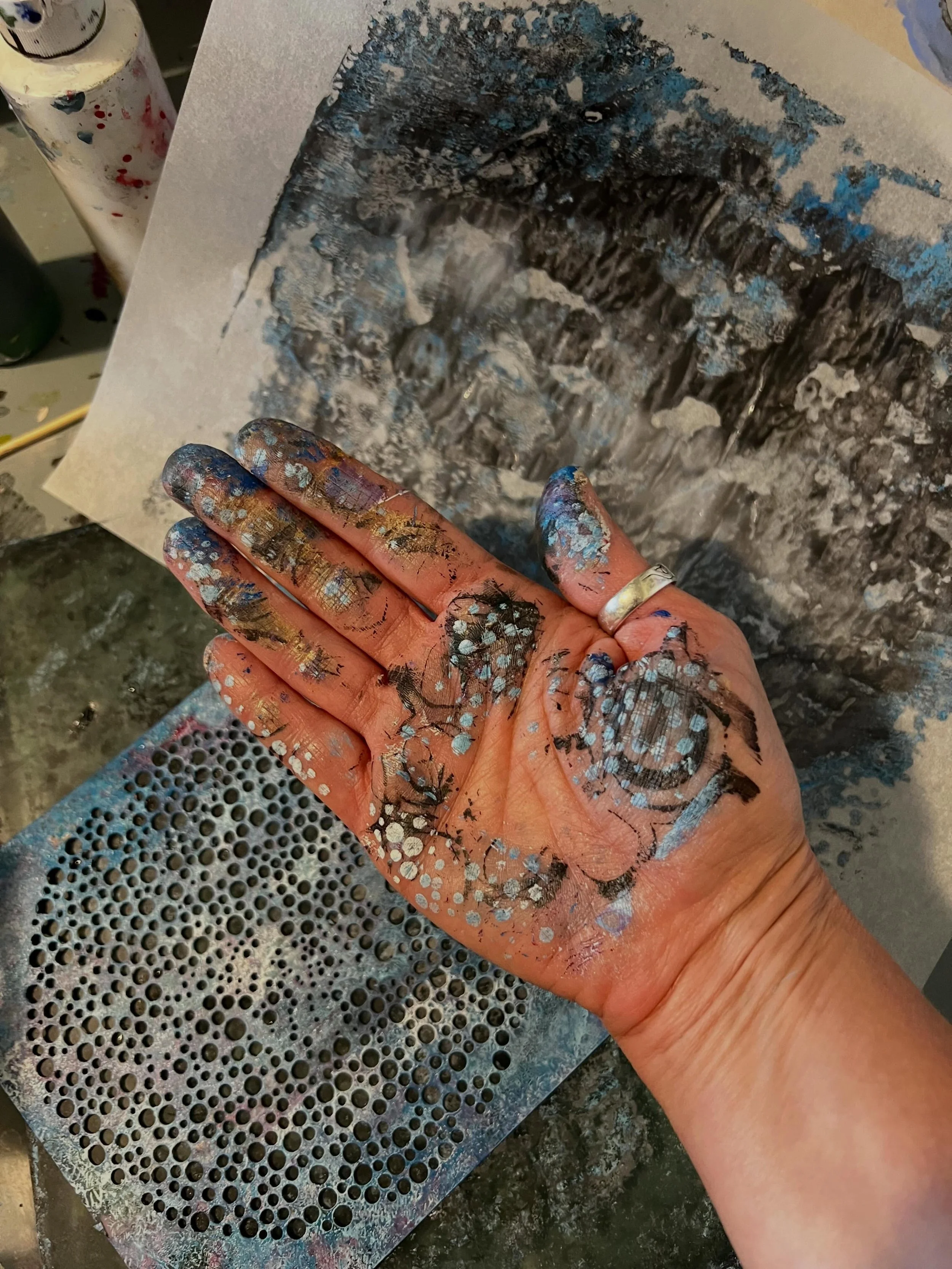This is how you know you had fun pulling mono prints with your bestie! #monoprinting @gelliarts