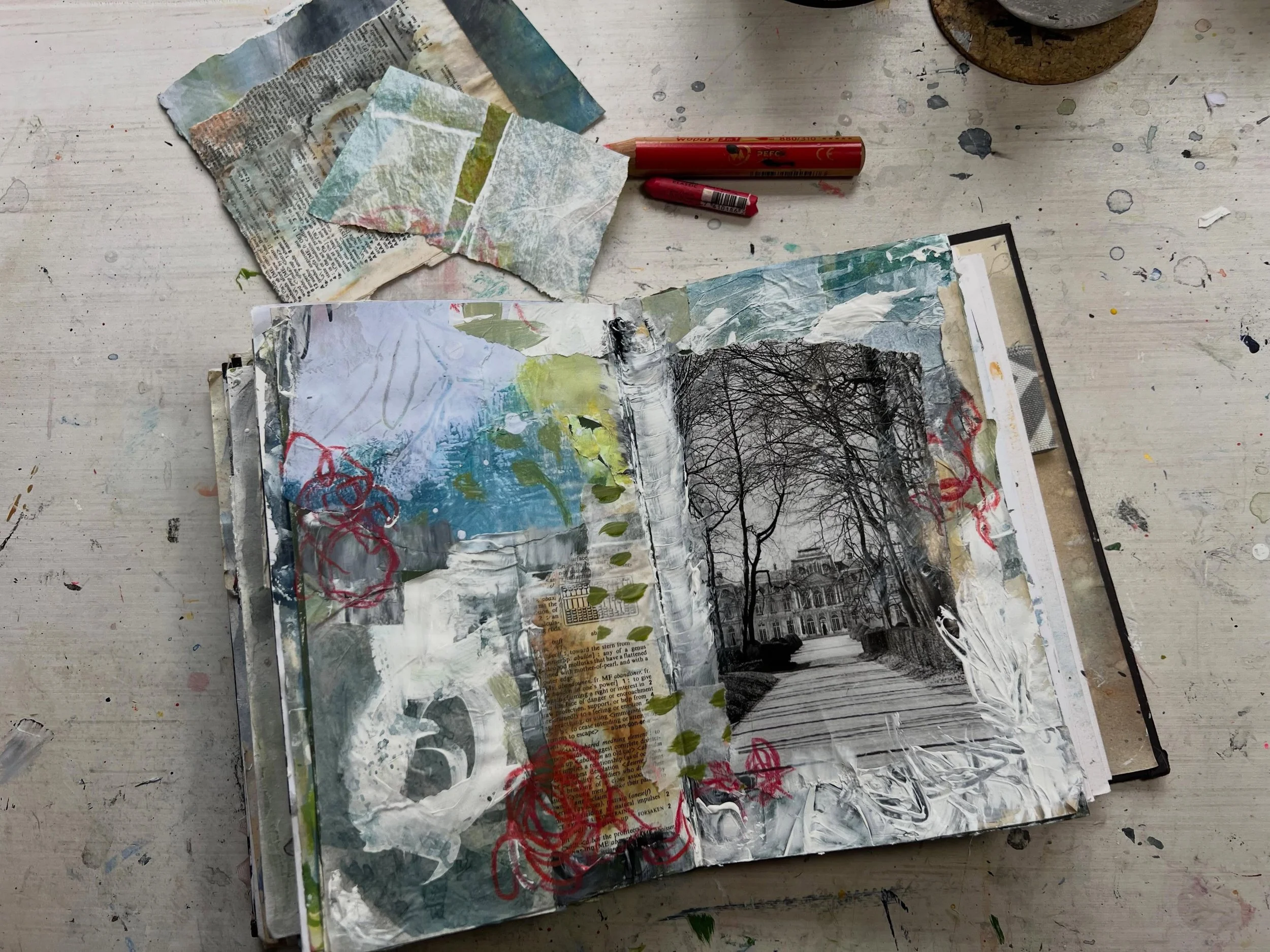Despite the photo being a winter scene, I just recently finished this layout. #artjournal #creativepractice