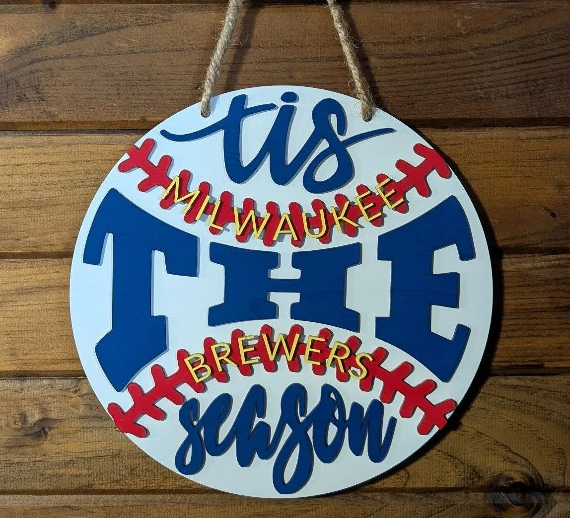 Customizable Wooden Baseball Sign - 'Tis the Season'