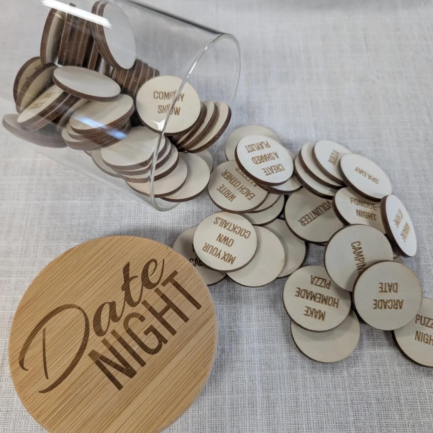 Romantic Date Night Idea Jar with Bamboo Lid