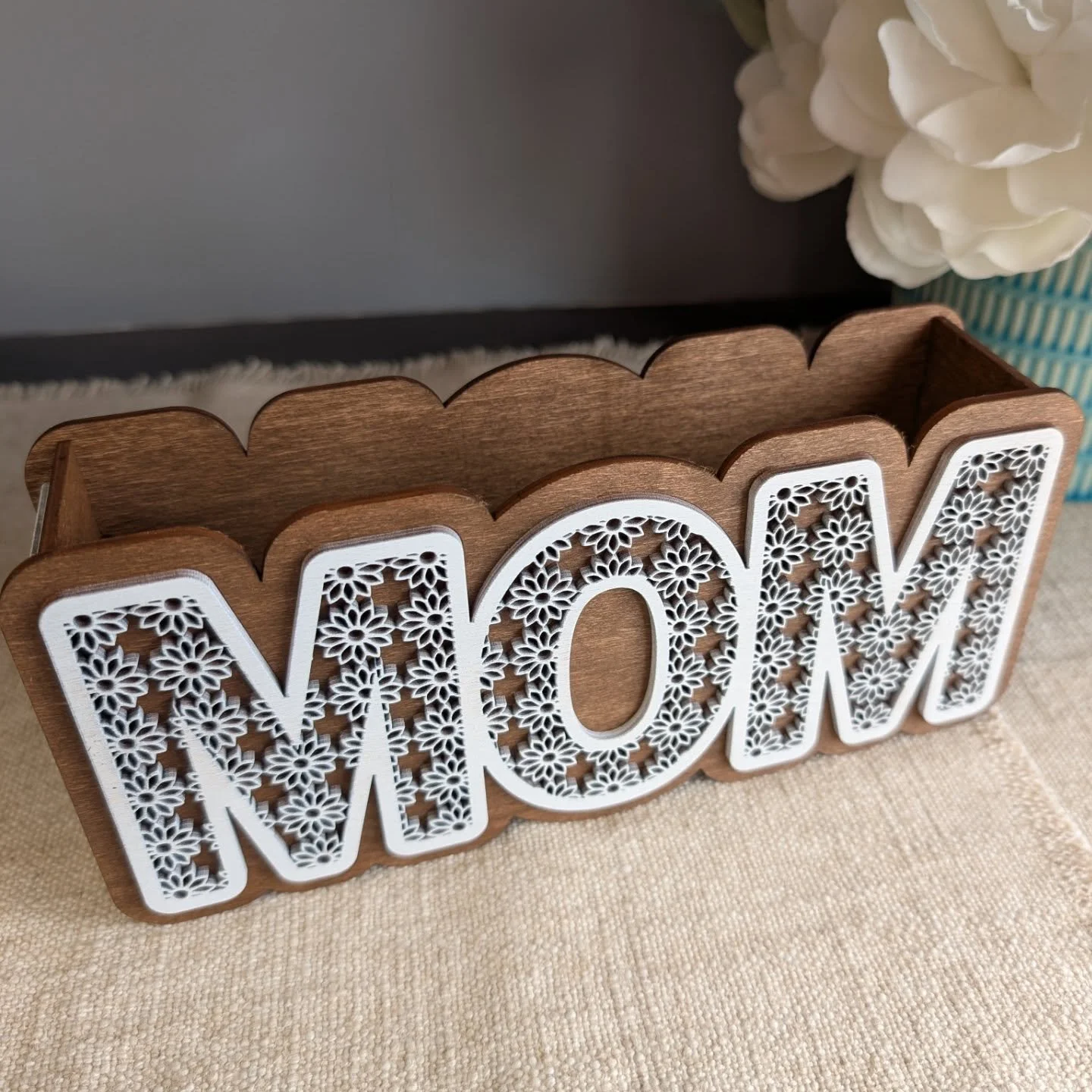Custom Layered 'MOM' Basswood Organizer