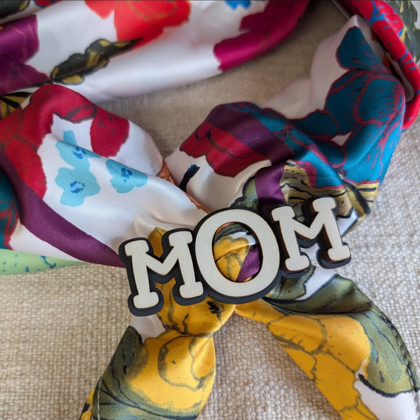 Heartfelt 'MOM' Scarf Ring in Basswood