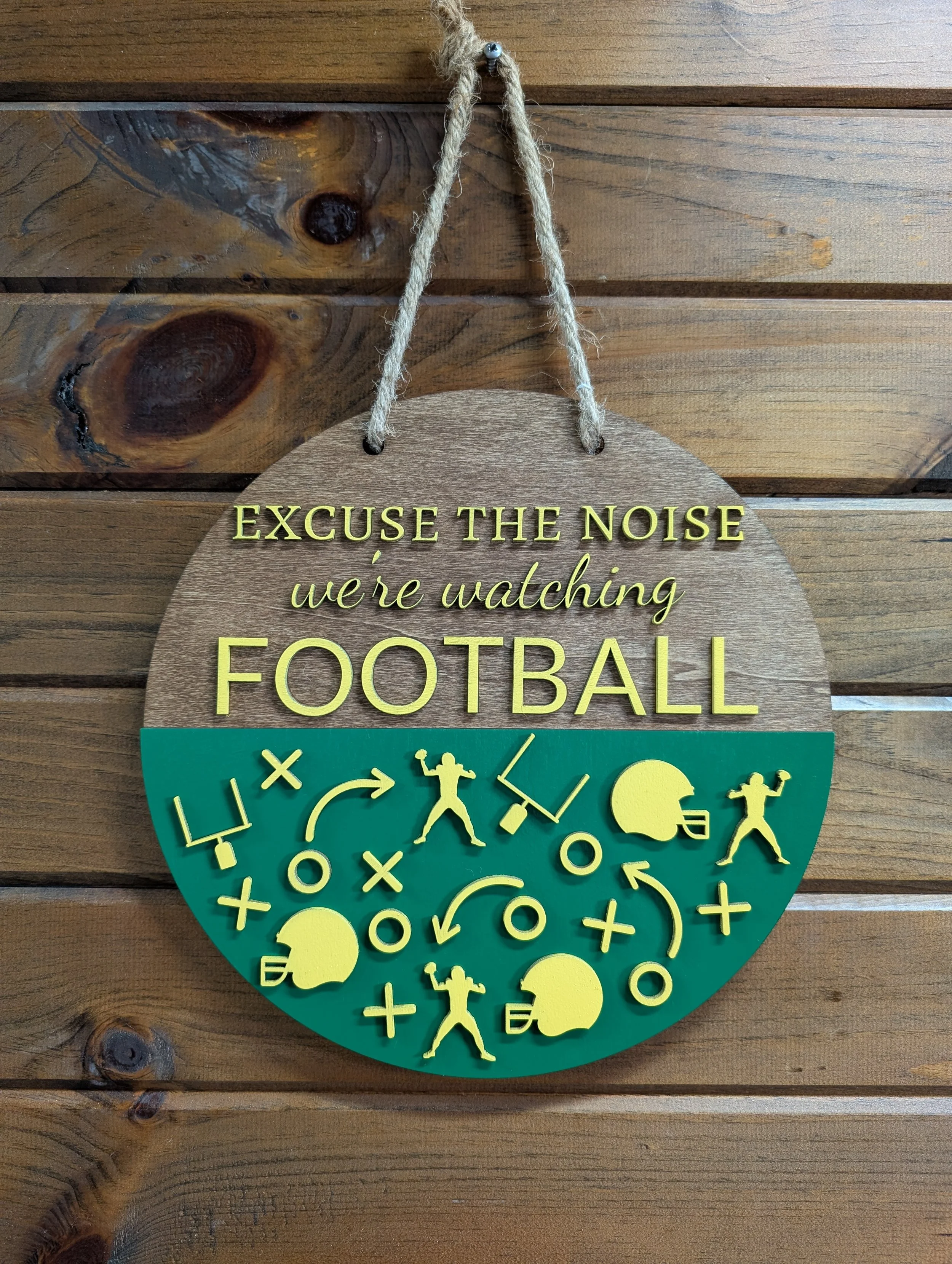 Excuse the Noise We're Watching Football Green and Yellow.jpg