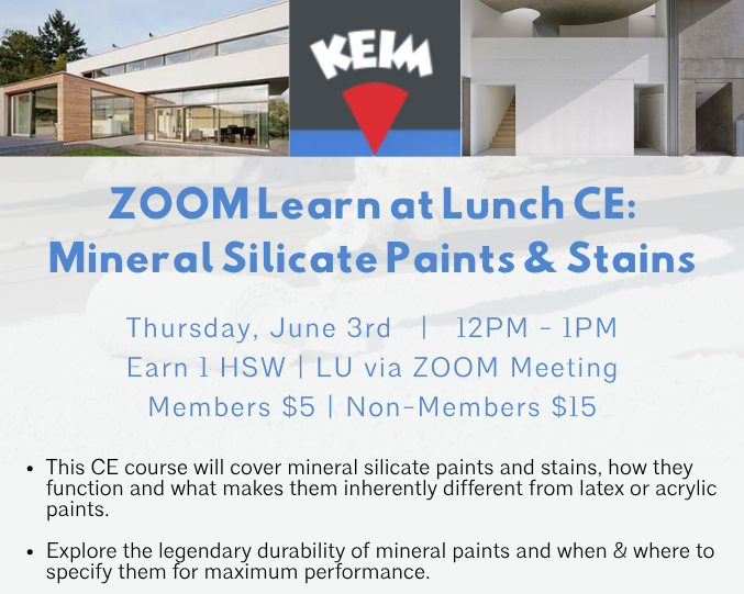 ZOOM Learn at Lunch CE: Mineral Silicate Finishes - Paints &amp; Stains