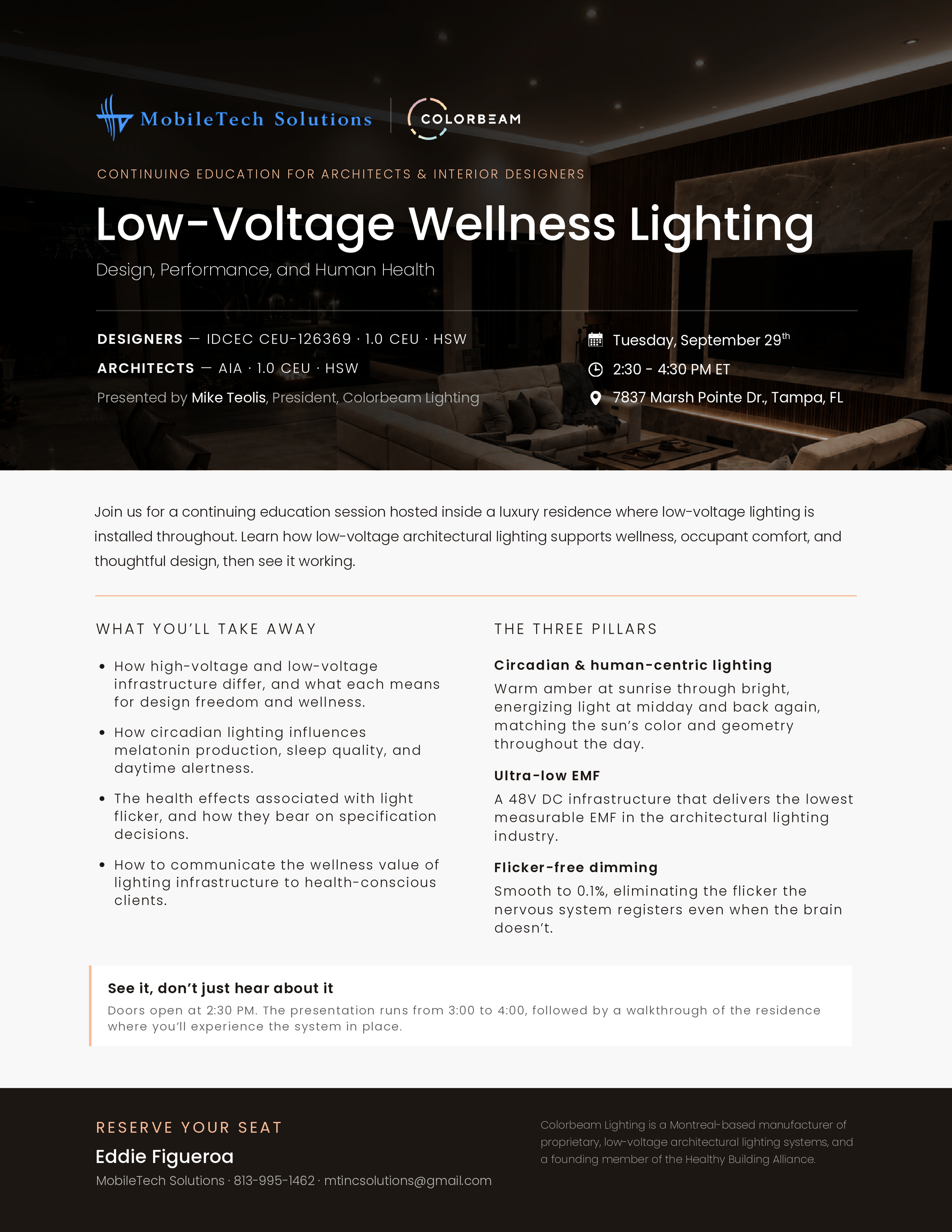 Low-Voltage Wellness Lighting CE Session by Colorbeam Lighting