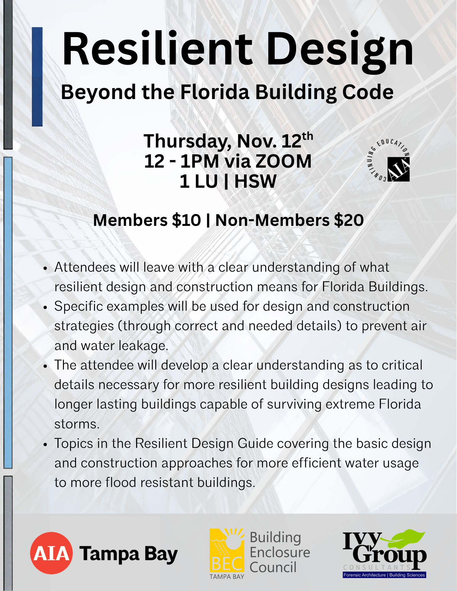 BEC CEU via ZOOM  ~  Resilient Design: Beyond the Florida Building Code - Earn 1 LU | HSW!