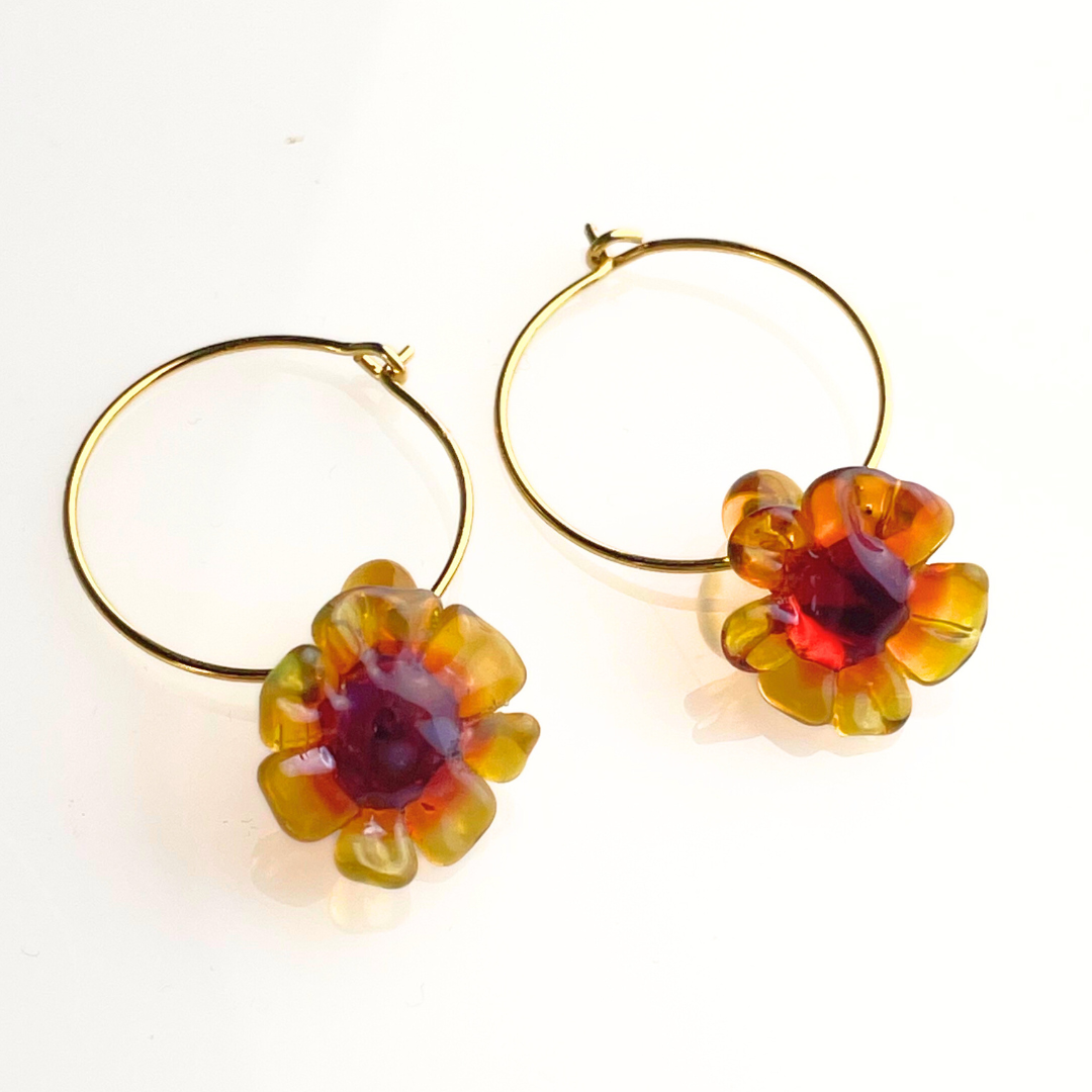 Flower Hoop Earrings