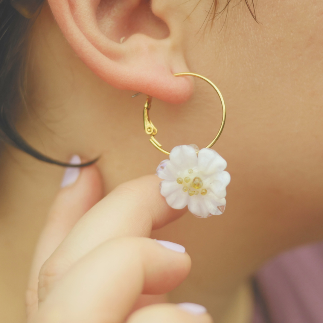 BLOMMOR: Flower Hoop Earrings