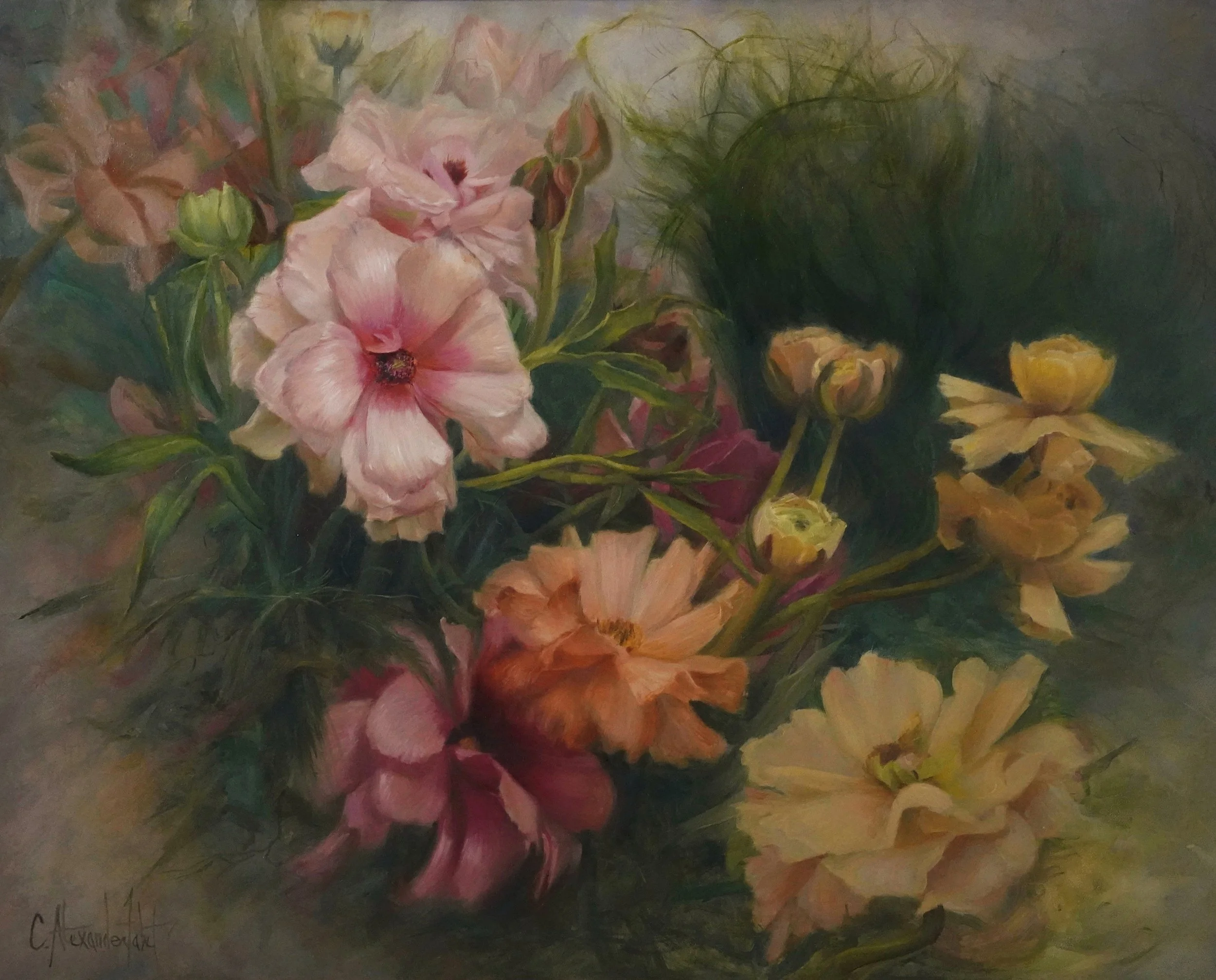 Floral Haze (Butterfly Ranunculus)
16"x20"
oil on panel