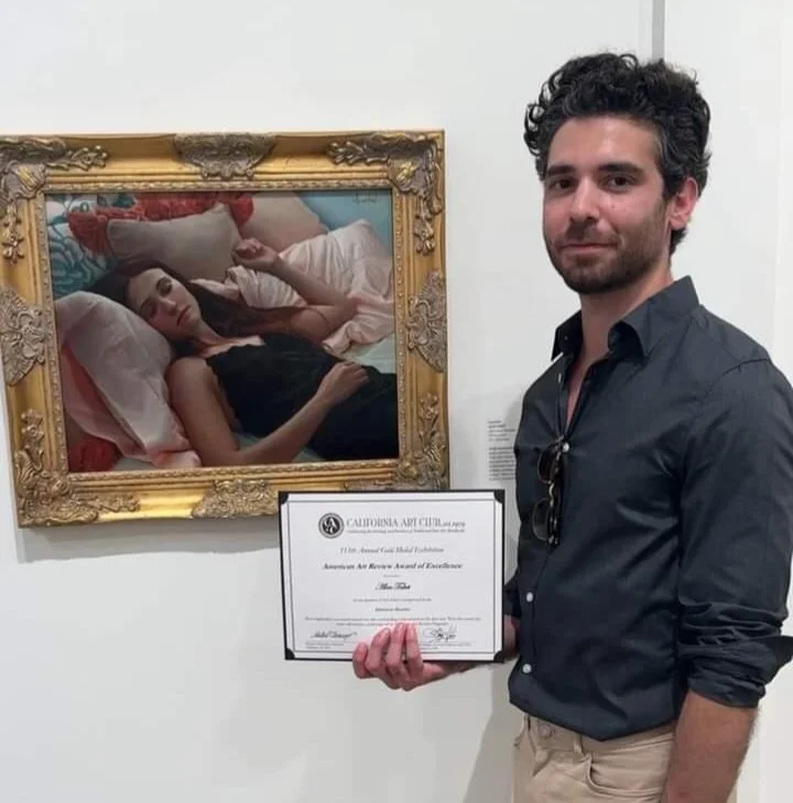 Standing next to my painting "Afternoon Slumber" with the American Art Review Award of Excellence - received at the 113th CAC Gold Medal Exhibition - The Hilbert Museum, Orange CA "