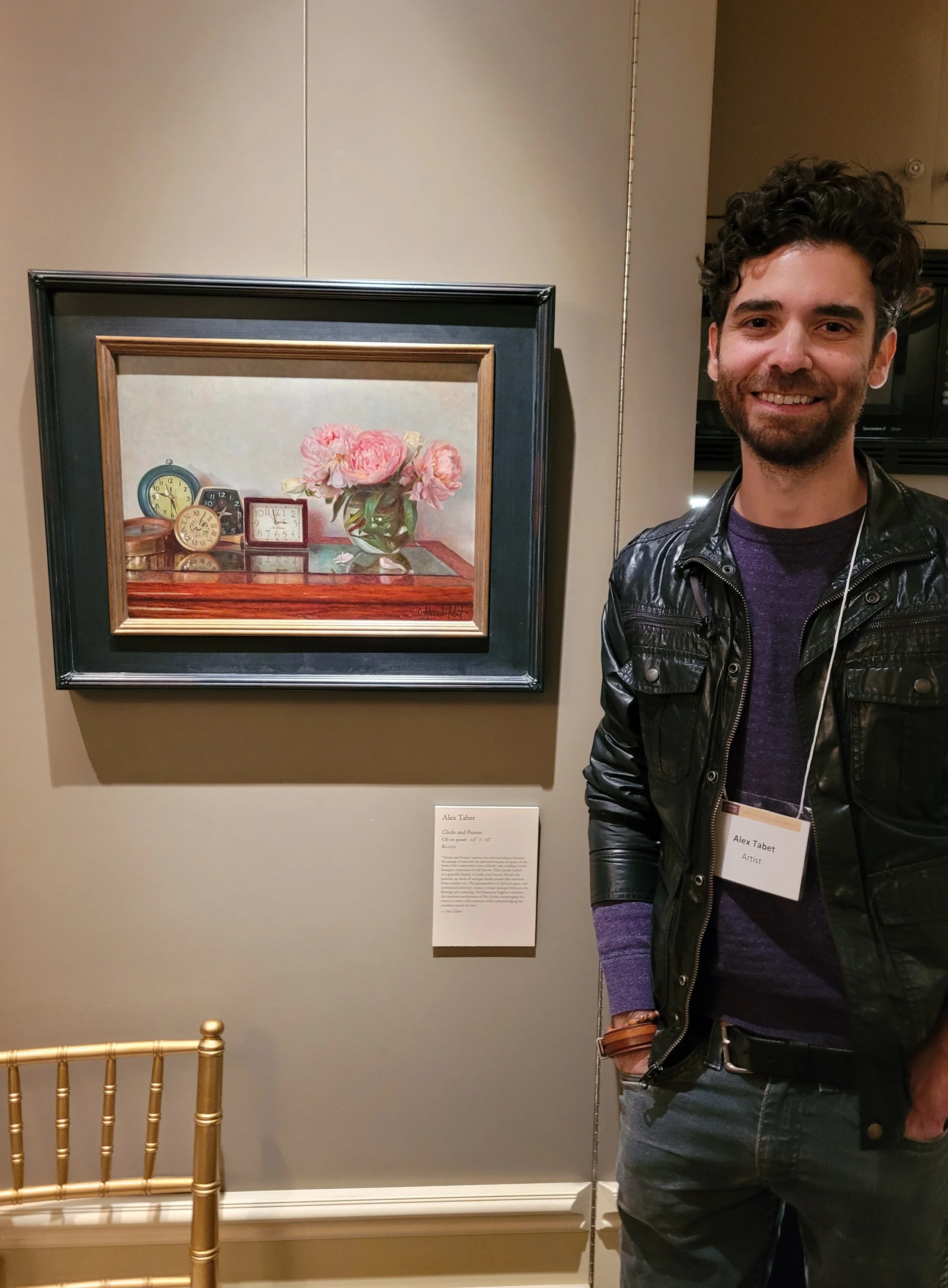 Standing beside my painting "Clocks and Peonies" at American Legacy of Fine Art's 20th Anniversary Exhibition. 