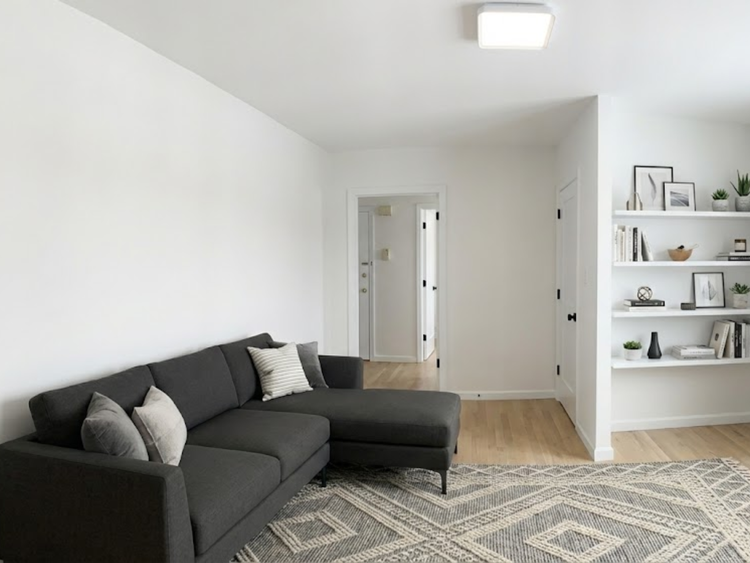 Illustration showing sound transmission points and shared wall considerations in apartments