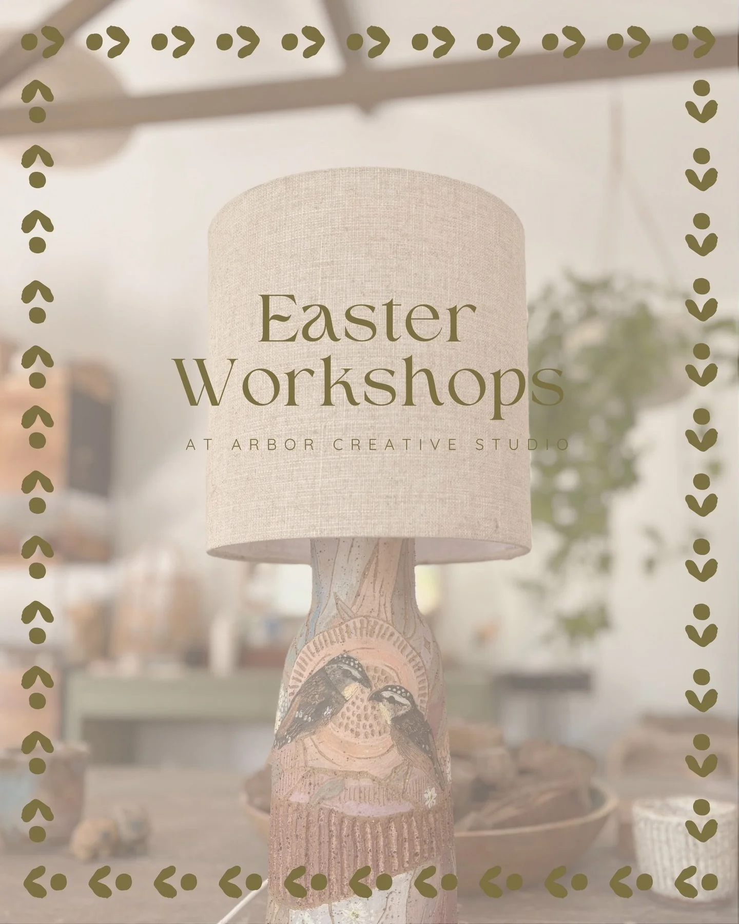 Easter long weekend workshops are now available to book 🐰

Make a new tradition and bring warmth to your space with some handmade mugs, a vase or even a lamp ✨

Follow it up with a super special Sgraffito class on the Friday 10th - where you will de