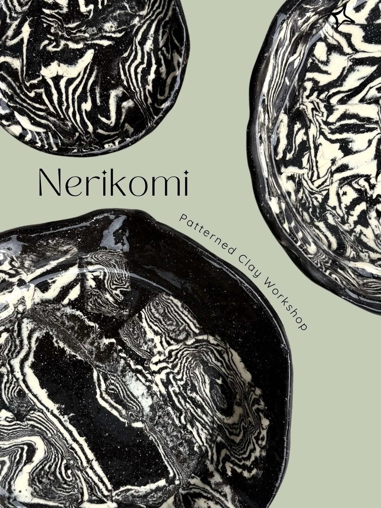 Upcoming Nerikomi Workshops 🦓
Join me for a 3 hour session layering black and white clay and building your own unique pieces.

My current favourite way to play with clay - it is so fascinating to see what patterns you can create with this technique!