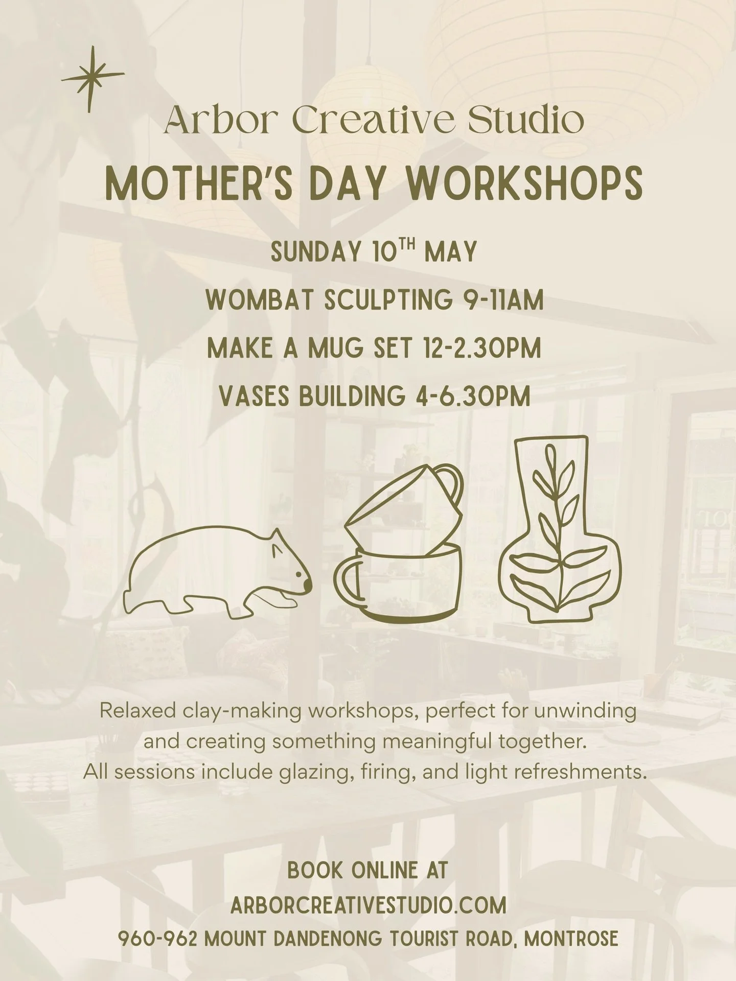 Mother&rsquo;s Day Workshops at Arbor next Sunday 💌