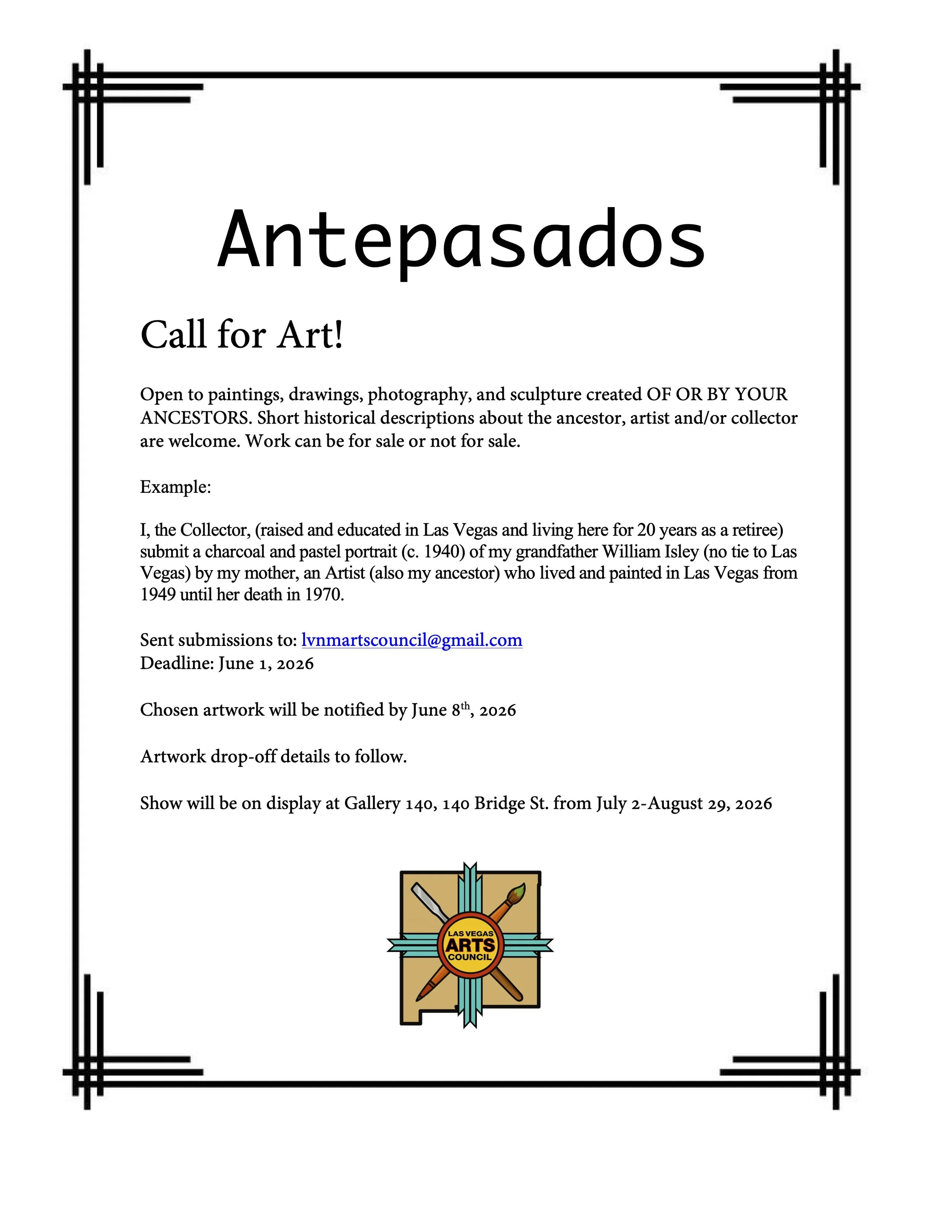 Antepasados — Call for Art Deadline