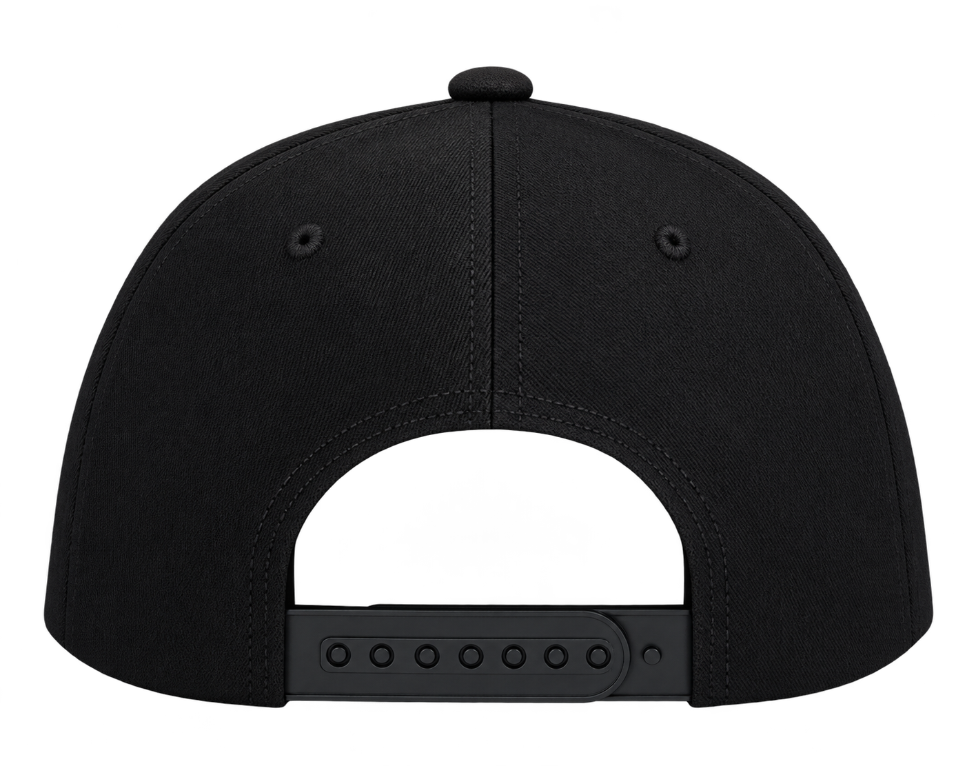 Black Snapback Cap Rear View.png