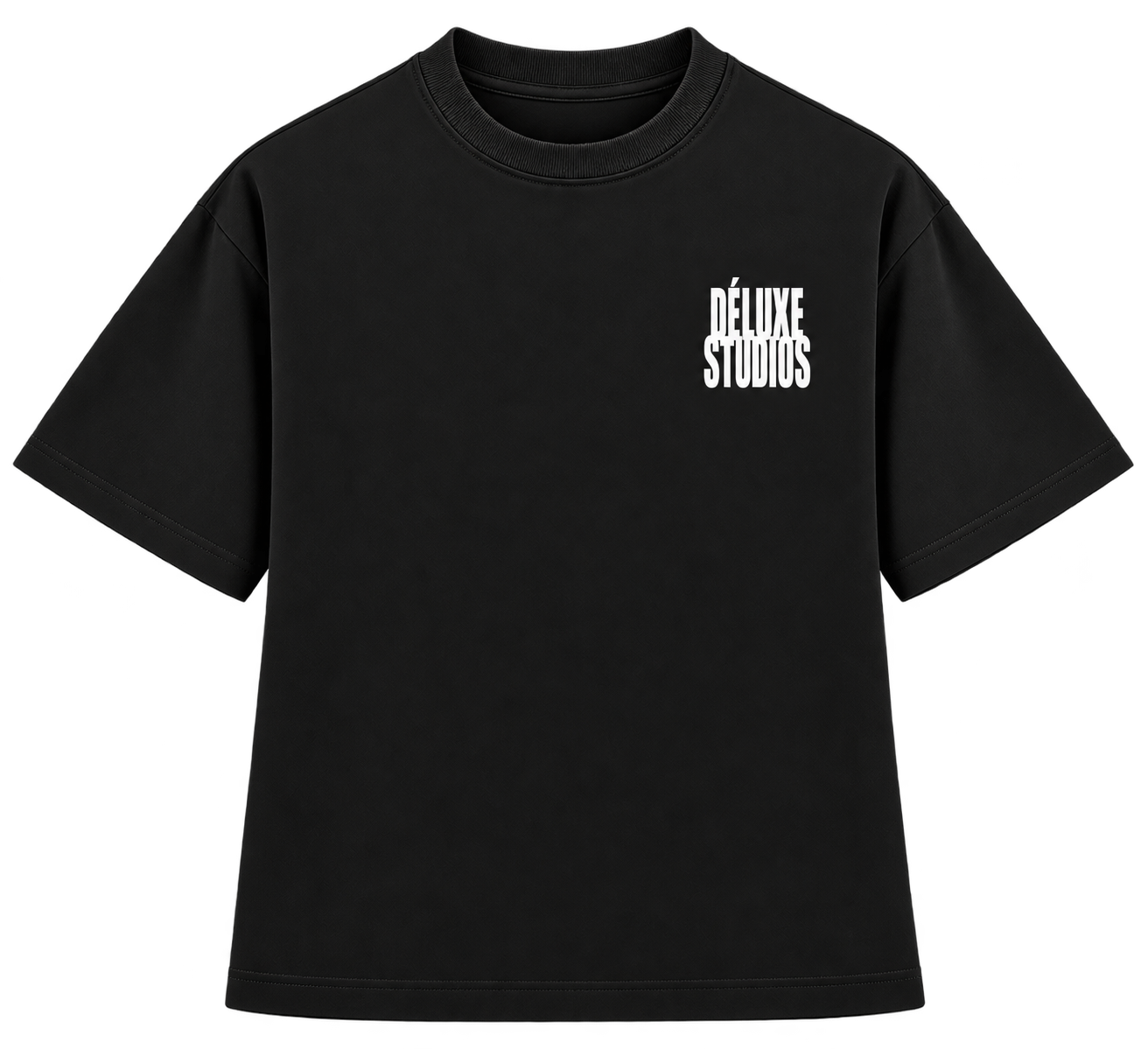 Black DÉLUXE STUDIOS T-Shirt Mockup.png