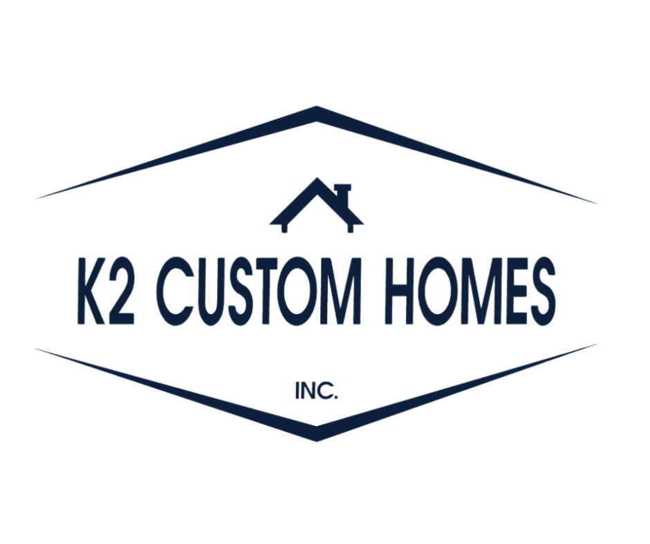 A logo for K2 Custom Homes Inc. featuring a house outline and a diamond shape.