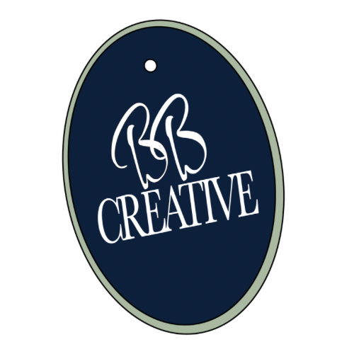 Oval-shaped logo with the word 'CREATIVE' in white on a dark blue background and stylized signature above it.