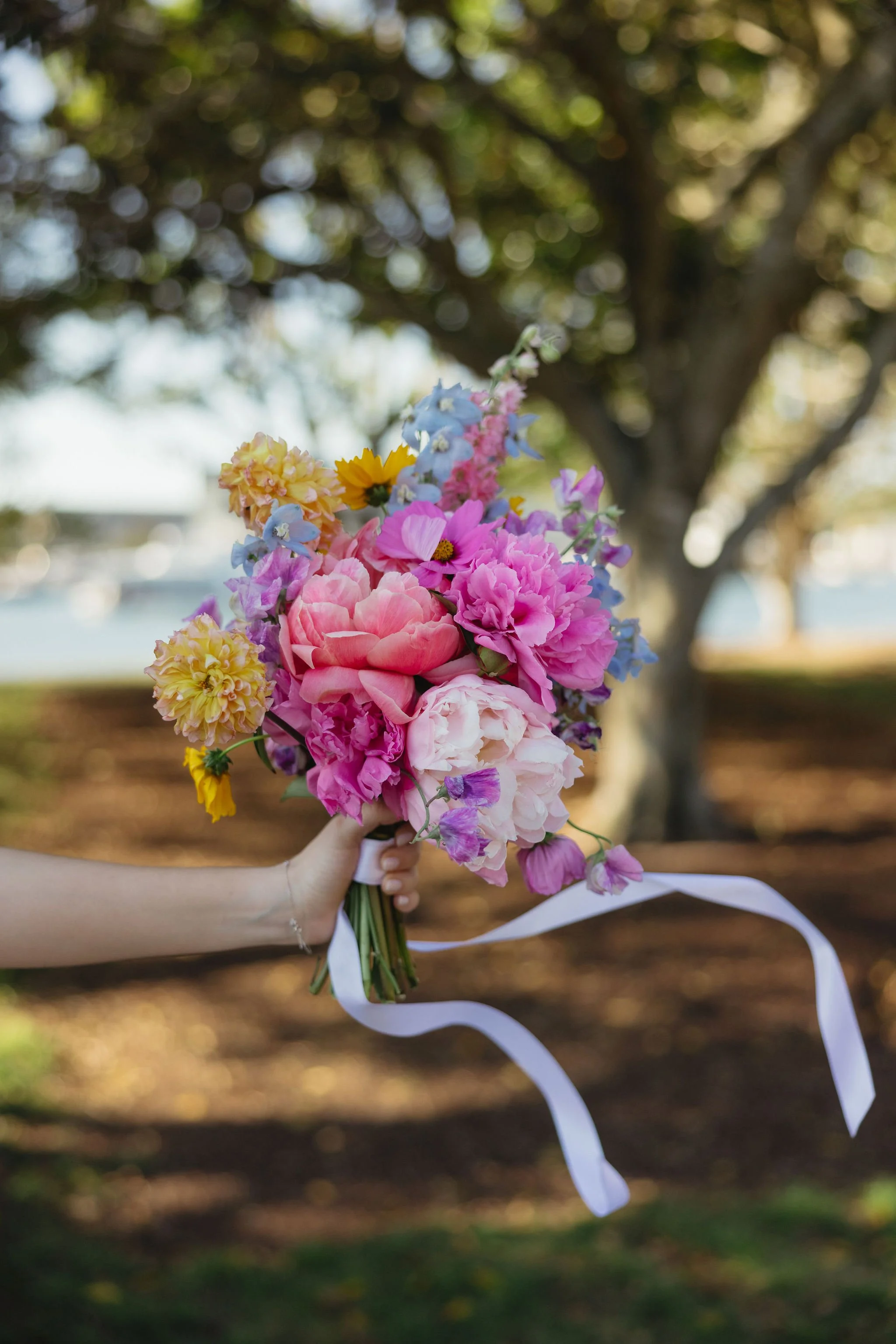 Bright and colourful wedding flowers
