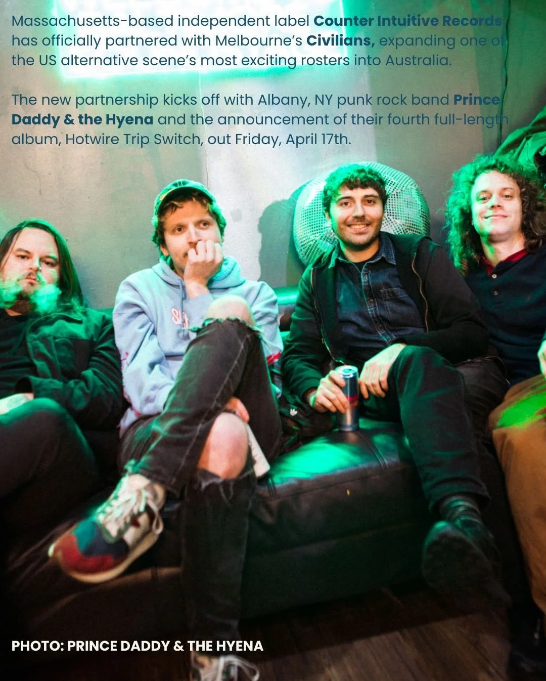 NEW COLLAB LOADING&hellip; 

We are ecstatic to announce our new partnership with @cirecs alongside the news that the most chaotically awesome band  @princedaddyandthehyena have announced their new record! 

&lsquo;Hotwire Trip Switch&rsquo; will be 