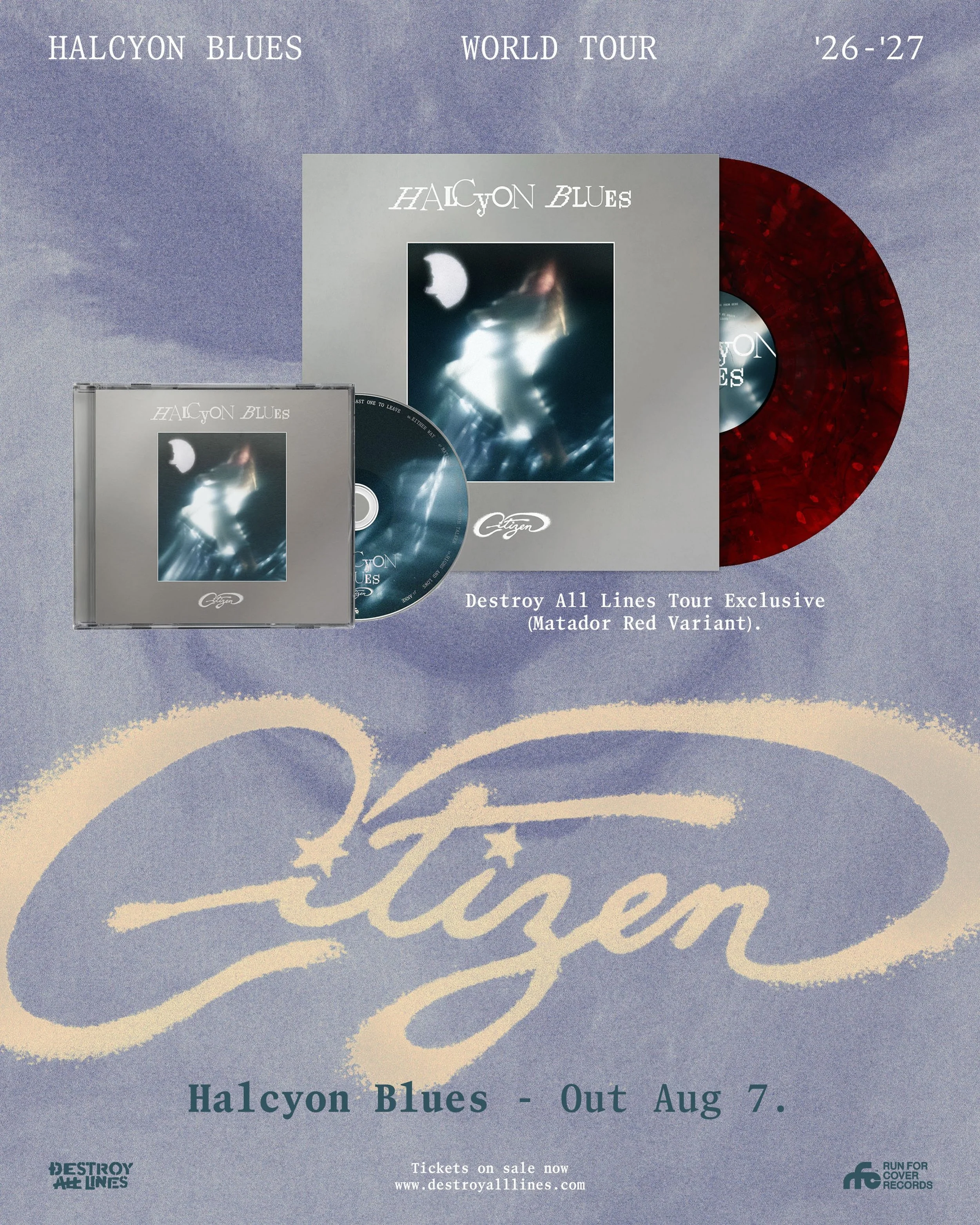 PSA: An exclusive &lsquo;Matador Red&rsquo; vinyl is available only as a ticket add-on for Citizen&rsquo;s upcoming AU tour. Limited to 100 copies so you better get in quick.

Tickets + vinyl via @destroyalllines. 🎟️💿