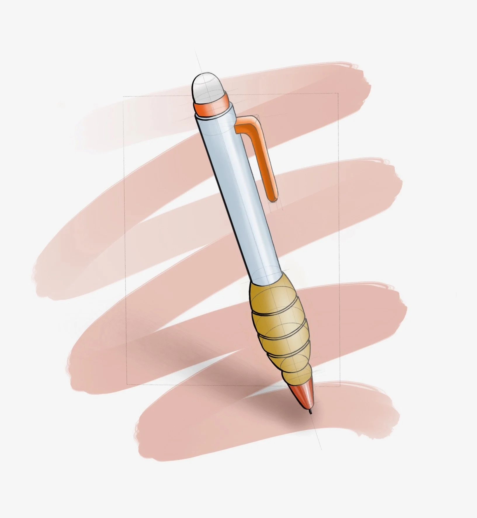 A sketch rendering concept for a mechanical pencil.
