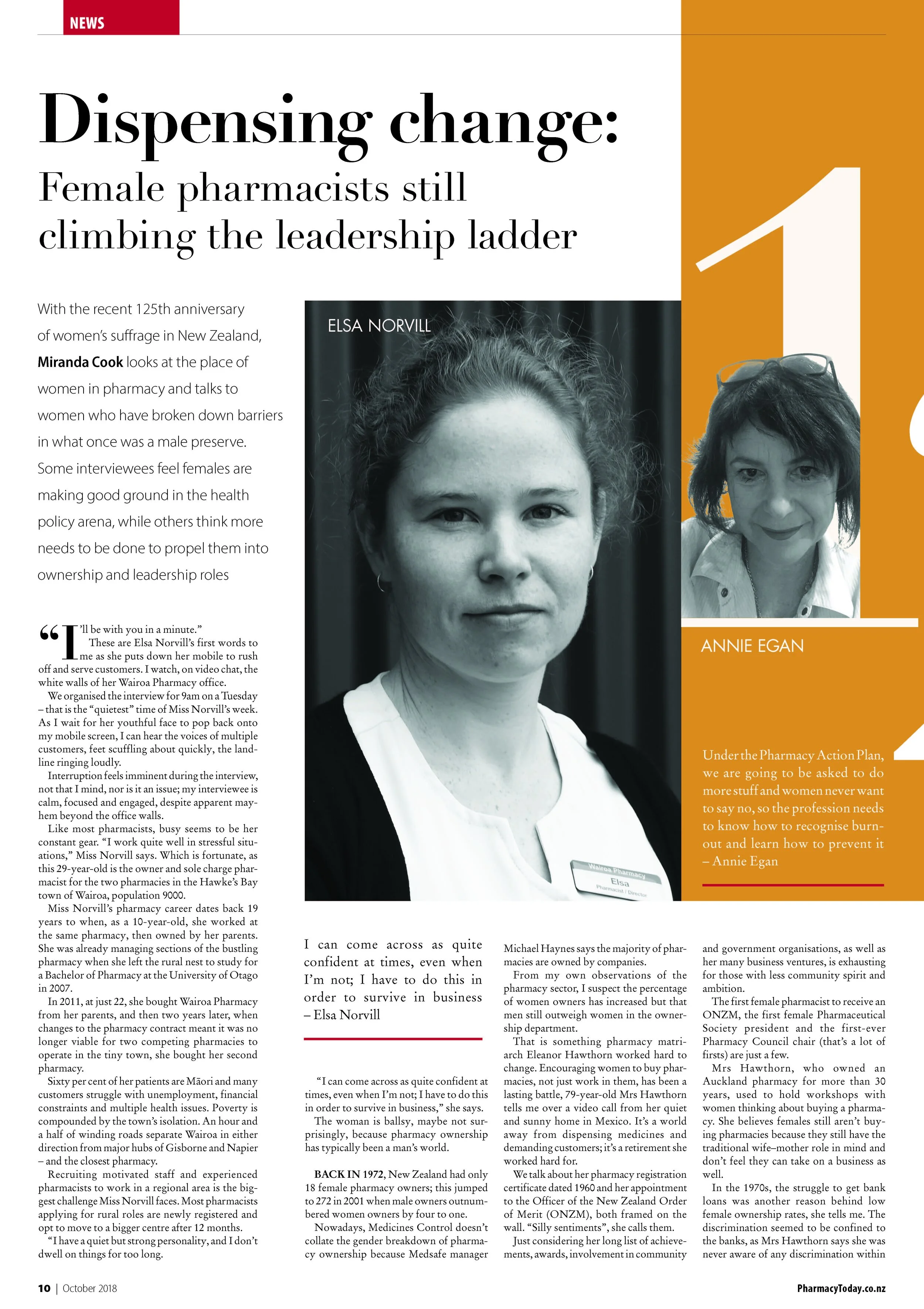 Screenshot of news article written for Pharmacy Today.