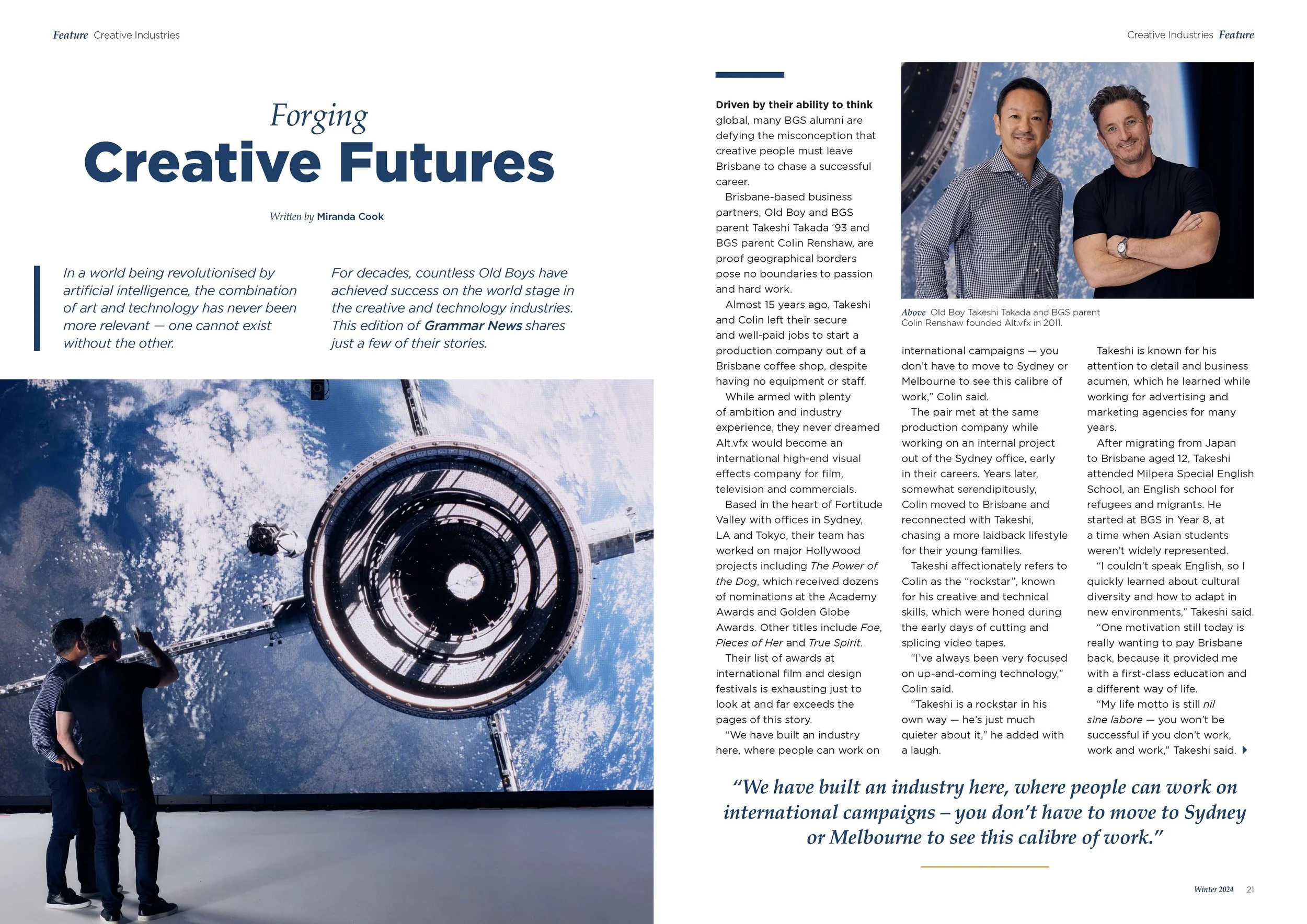 Screenshot of article written for Grammar News