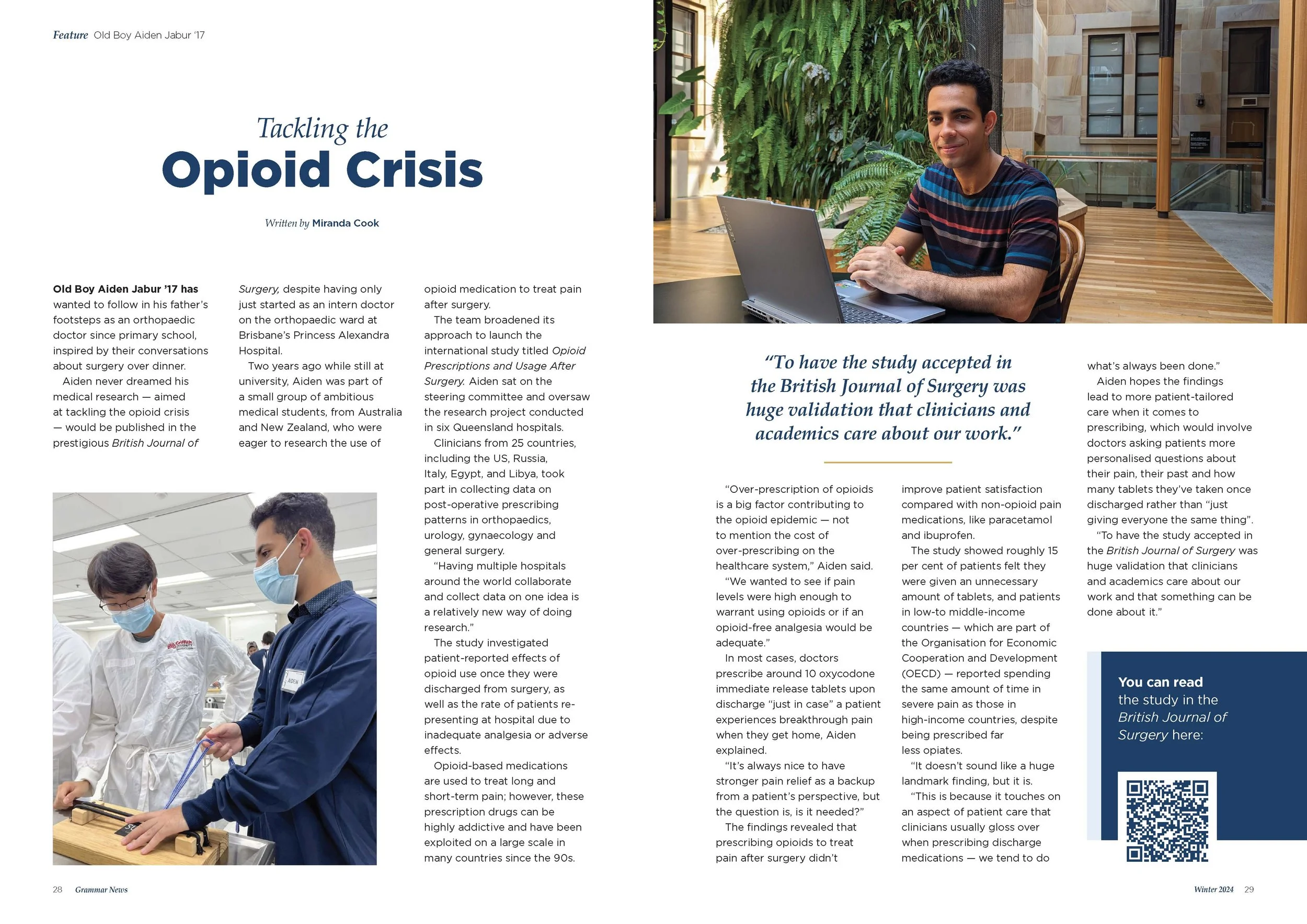 Screenshot of article written for Grammar News