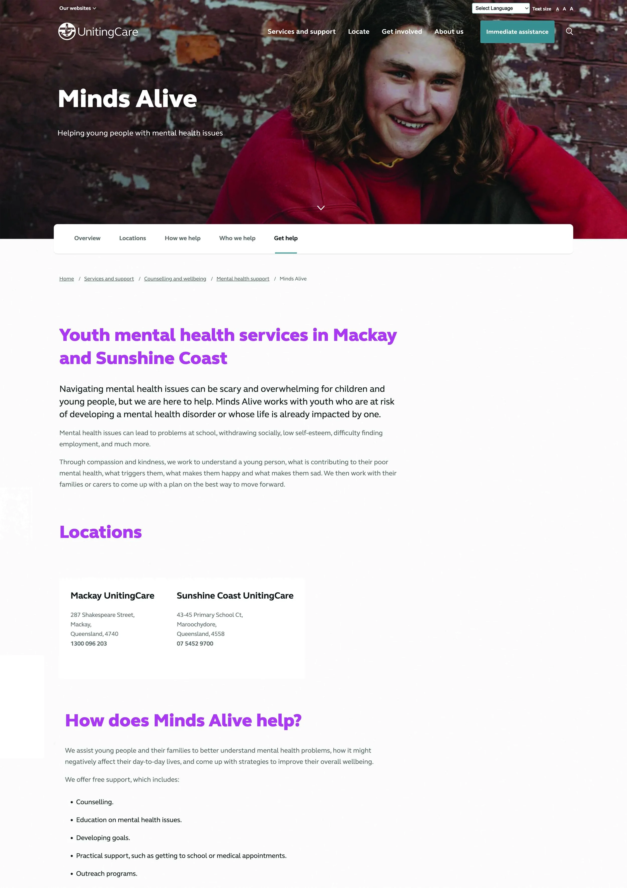 Screenshot of article written for Uniting Care.