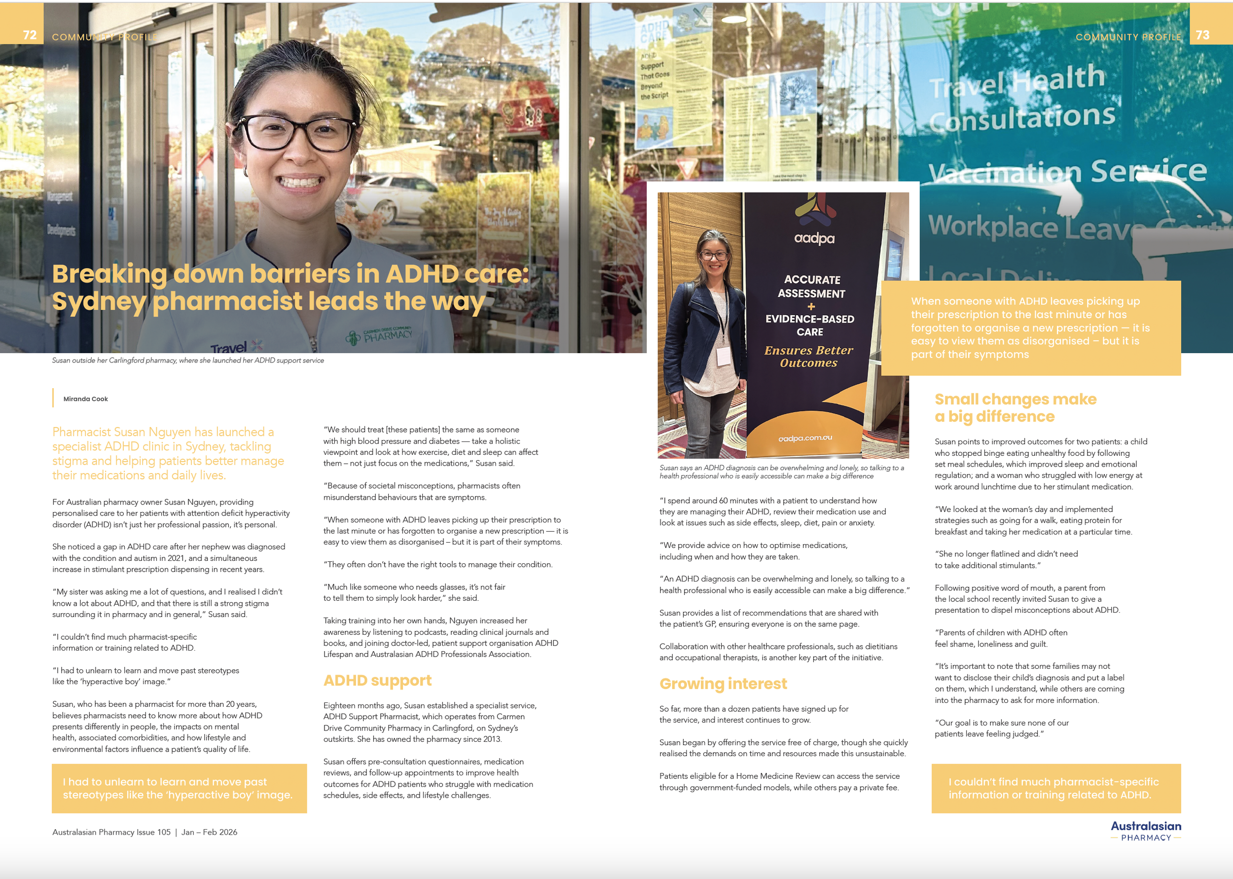 Screenshot of news article written for Australasian Pharmacy