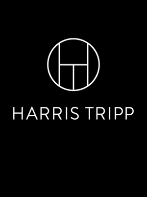 Harris Tripp logo with a circular geometric design and the name Harris Tripp underneath on a black background.
