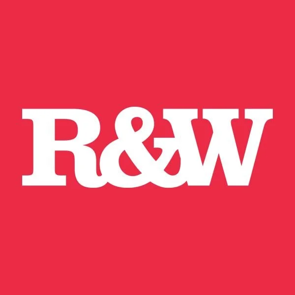 Red background with white bold letters 'R&W' in the center.