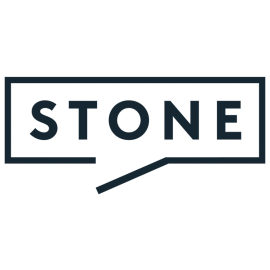 The word "STONE" inside a rectangular outline with a speech bubble pointing downward.