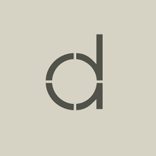 Minimalist beige background with a stylized lowercase letter 'd' in black.