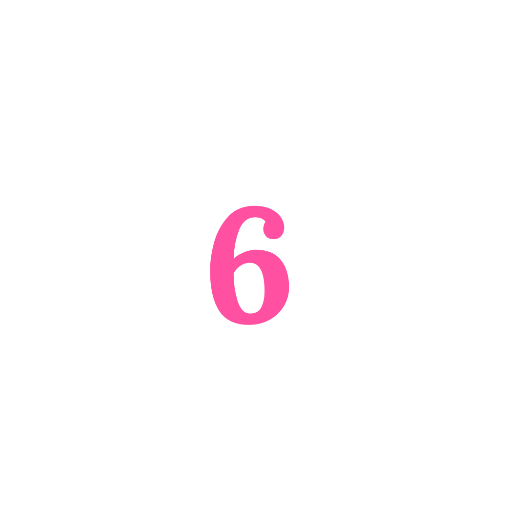 Pink number 6 centered on a white background.