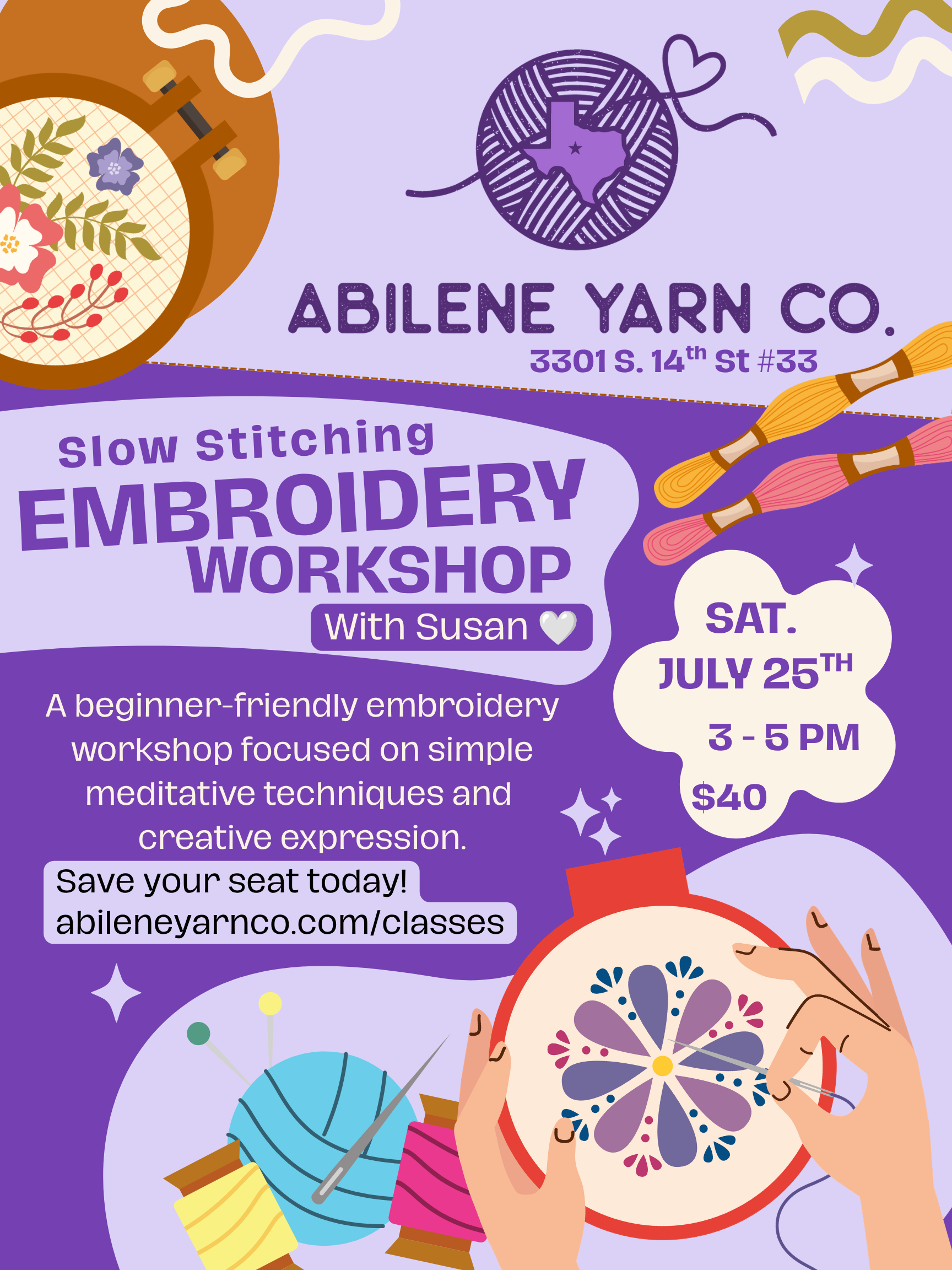 Slow Stitching Embroidery Workshop with Susan